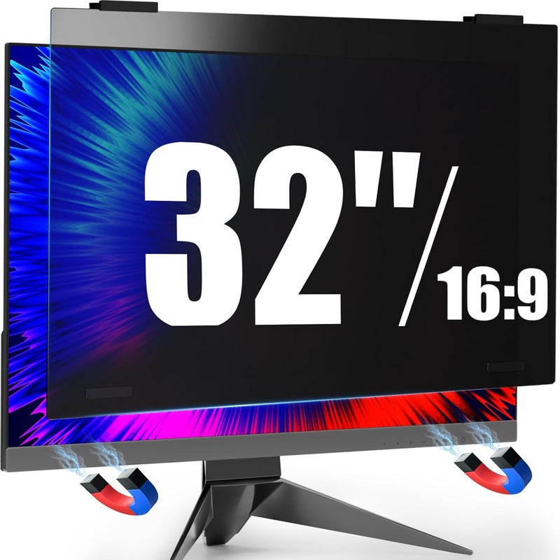 BOVORY 32 Inch Privacy Screen for Computer Monitor 16:9 Aspect Ratio,Magnetic Anti Glare Blue Light Hanging Private Protector Eye Care,32in Removable Anti Spy Filter Shield for Digital Workplaces - Image 1
